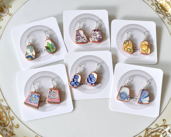 The Broken Plate Pendant Co - Broken Plate Dangle Earring  - Shard Shape