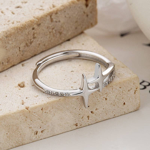 Perimade & Co. LLC - Dainty Star Stacking Band Ring in 925 Sterling Silver