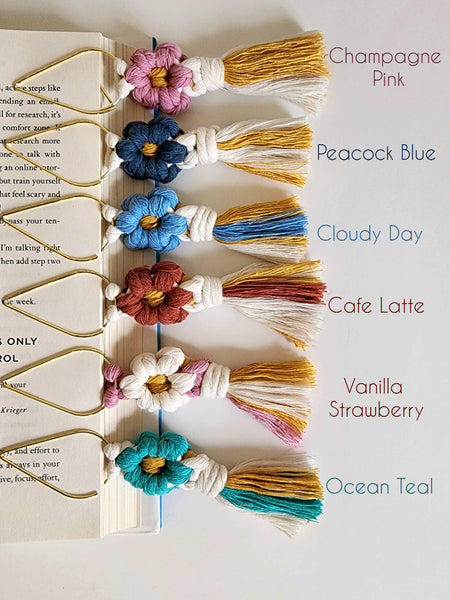 Handmade By Uruba - Macrame Daisy Flower Bookmark Charm, Handmade Book Accessory