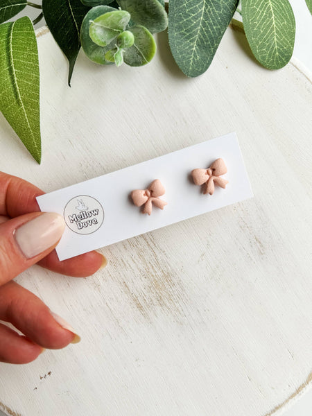 Mellow Dove Designs - Bow Studs | Blush, Sage, Vanilla | Trendy Clay Earrings