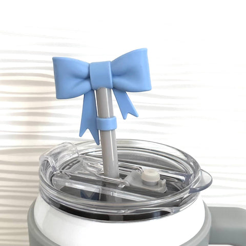 iconic mi - Straw Cover Topper Large Bow Coquette Blue 10mm