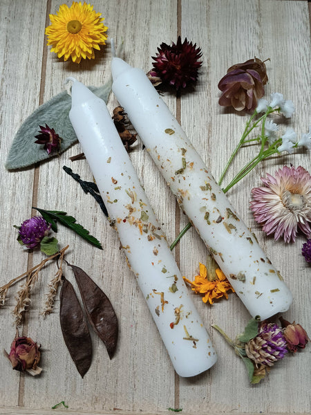 Elemental Earth Shop - Sacred Space Herbal Intention 6 inch taper candle set
