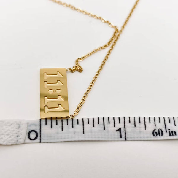 Mio Queena - "11:11" Charm Pendant Stainless Steel Necklace - FGS