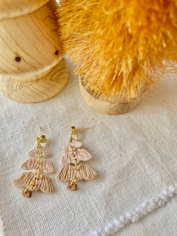 Terra Made - Boho pink christmas tree earrings 