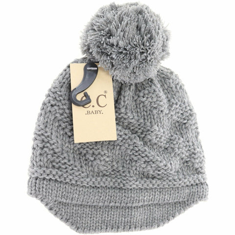C.C Beanie - Baby Brim Beanie Hat with Pom - Newborn/Knit Hat