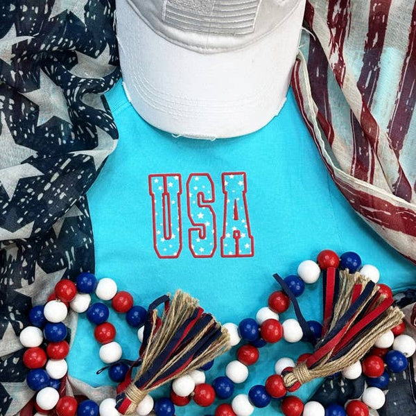 Trendy Transfers - USA Stars PUFF Pocket Screen Print Heat Transfer