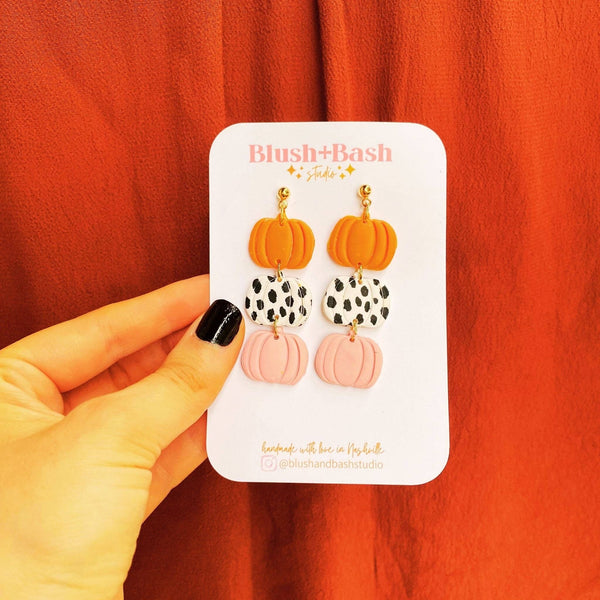 Blush and Bash Studio - Tiered Pumpkin Dangle Earrings