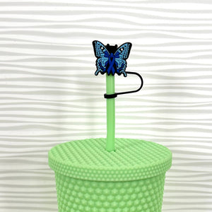 iconic mi - Straw Cover Topper Butterfly with Blue Ribbon 7mm