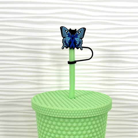 iconic mi - Straw Cover Topper Butterfly with Blue Ribbon 7mm