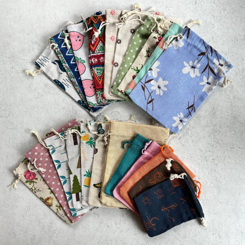 Pebble House - Drawstring Fabric Crystal Gift Pouch - Random Assortment