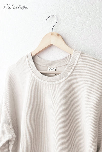 OAT COLLECTIVE - PREMIUM BASIC Cropped Thermal Vintage Pullover