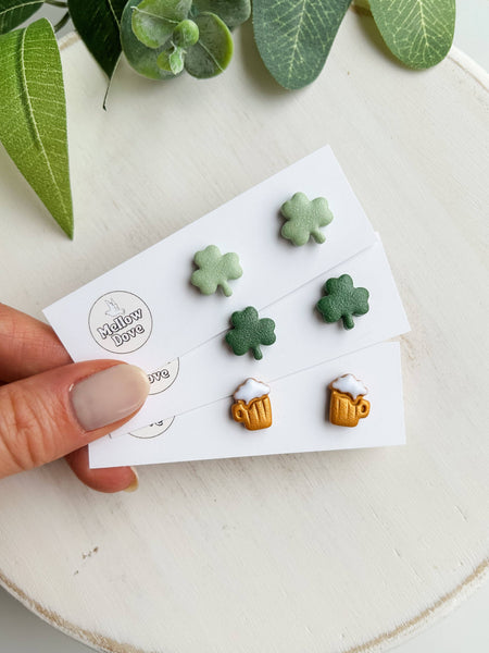 Mellow Dove Designs - St. Patrick's Day Studs | Unique Clay Earrings