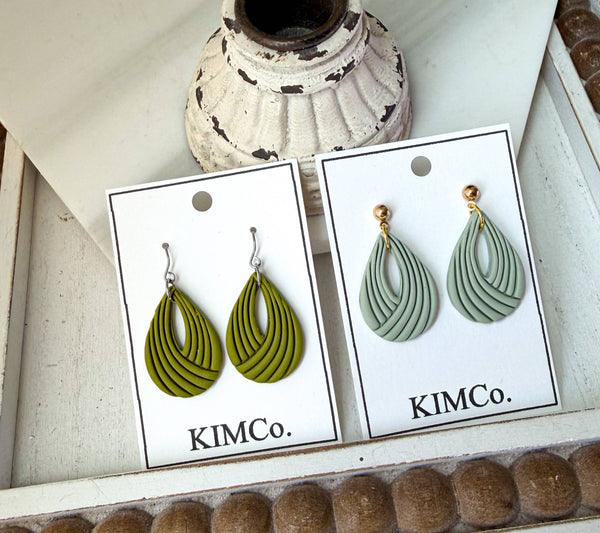 KIMCo. - Polymer Clay Earrings - Retro Teardrops - 5 Colors