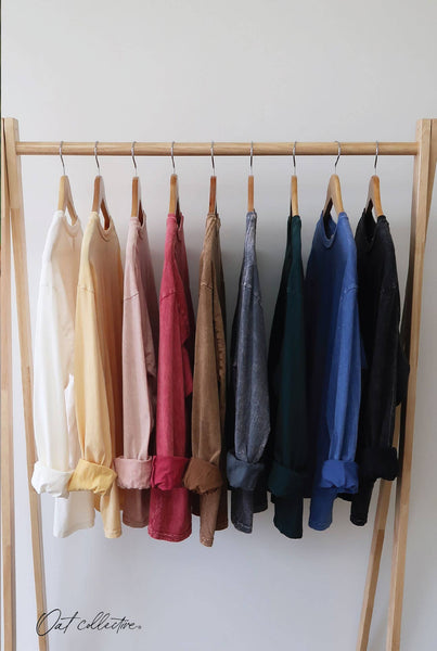 OAT COLLECTIVE - PREMIUM BASIC Mineral Washed Long Sleeve