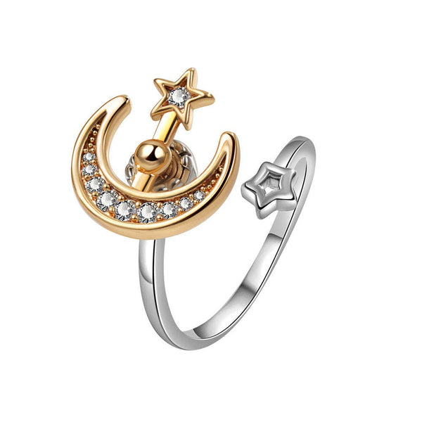 Perimade & Co. LLC - Moon Star Anxiety Fidget Spinner Ring in Solid Copper