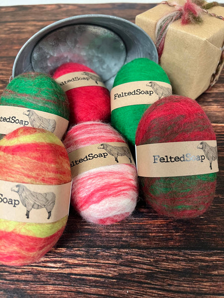 Felted Soap Christmas Holiday Color 12 Pack Stocking Stuffer