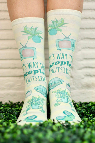 Moonlight Makers - It's Way Too Peopley Outside - Funny Socks - CLOSEOUT SALE