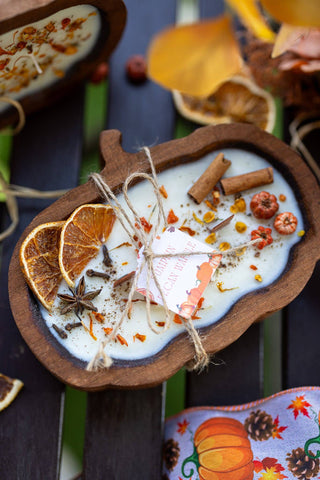 MySunshineCandless - Wooden Pumpkin dough bowl Thanksgiving Candles | Autumn decorations | fall decor | Thanksgiving candle | pumpkin gift candle