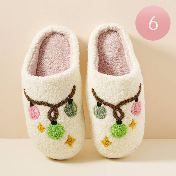 Wona Trading, Inc. - 6Pairs - Christmas Lightbulbs Home Slippers