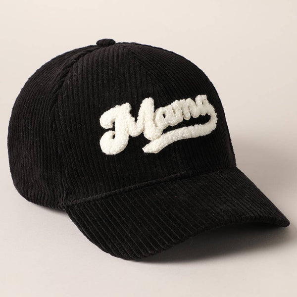 MAMA 3D Embroidered Fuzzy Patch Corduroy Cap