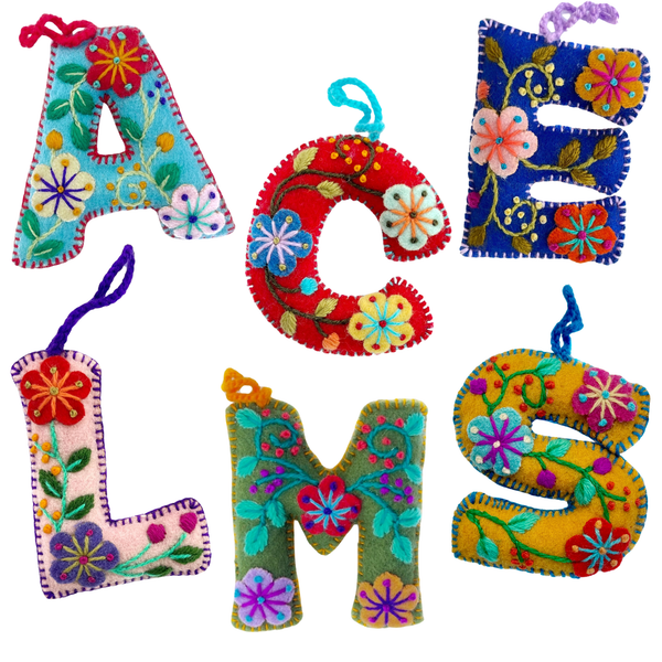 Ornaments 4 Orphans - Colorful Letter Ornament Bundle ACELMS, 6 Pack