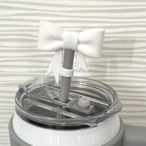 iconic mi - Straw Cover Topper Large Bow Coquette White 10mm