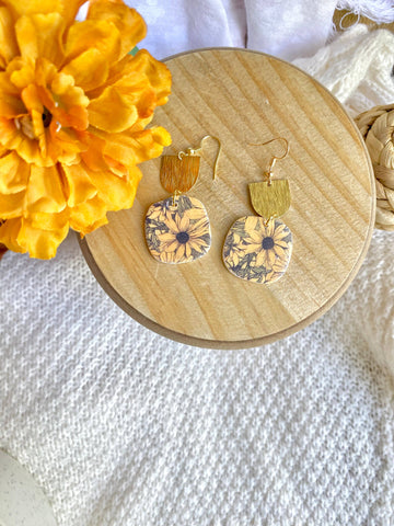 Terra Made - Sunflower drop dangle earrings