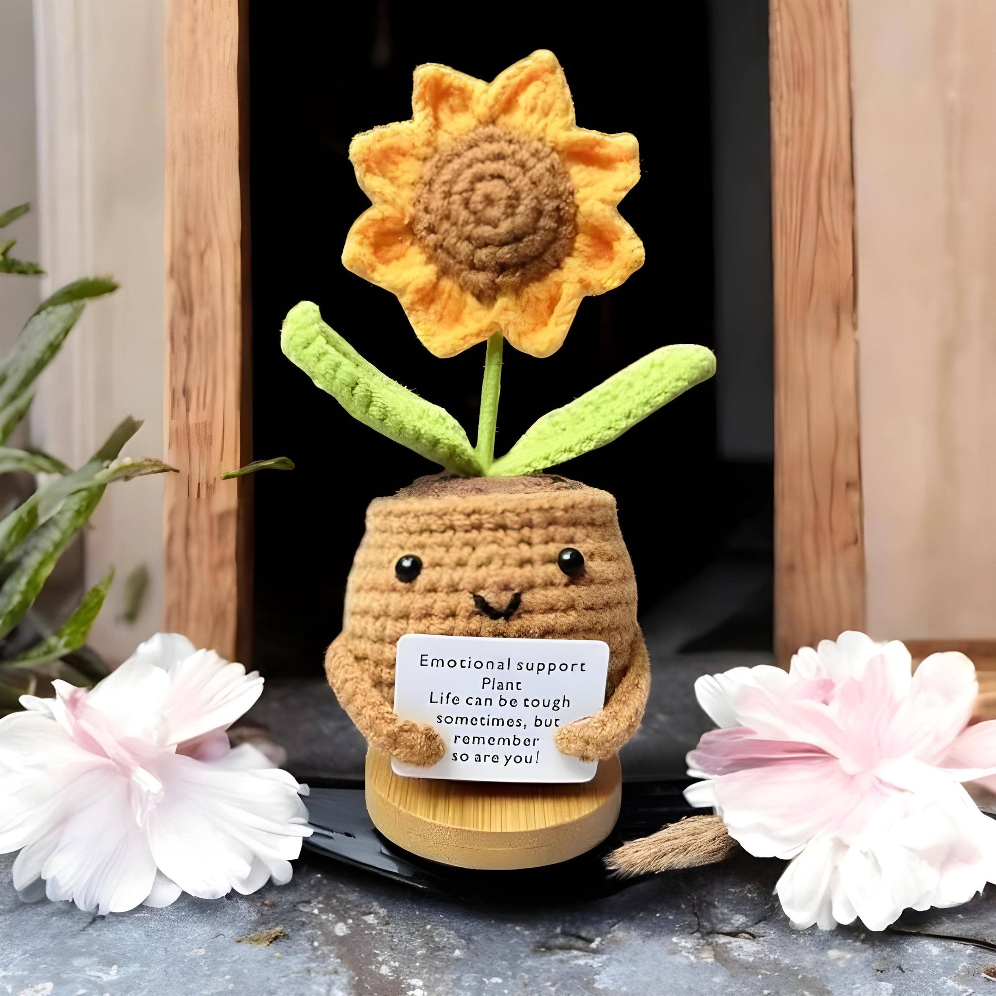 Crochet Emotional Support Plant, Sunflower/Tulip/Heart PlanT
