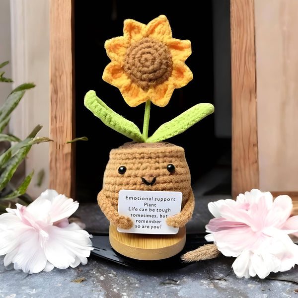 Crochet Emotional Support Plant, Sunflower/Tulip/Heart PlanT