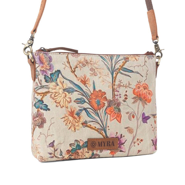 Myra Bag - Wildflower Trail Cotton & Leather Crossbody Bag in Sunlit Bloom