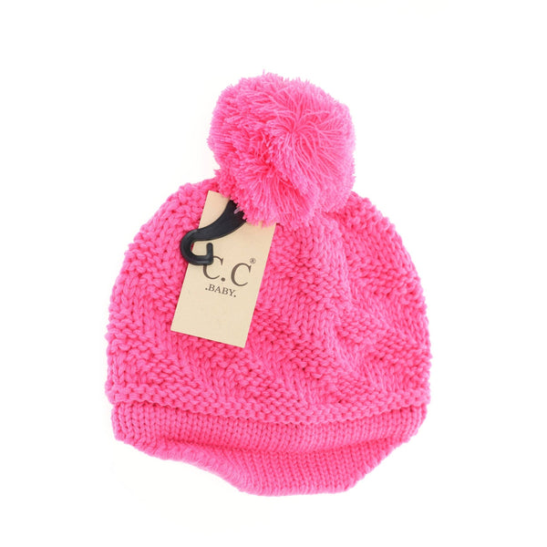 C.C Beanie - Baby Brim Beanie Hat with Pom - Newborn/Knit Hat