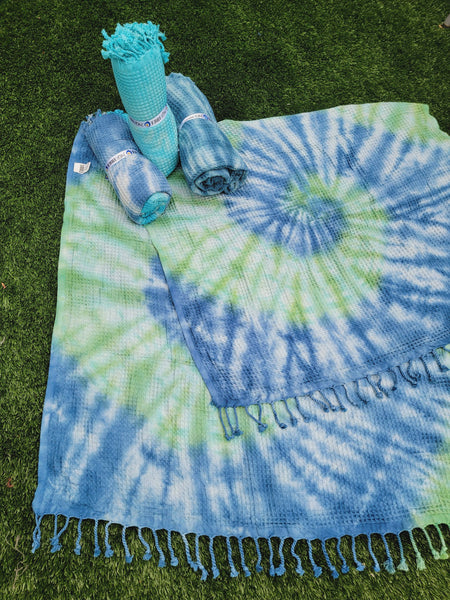 EBRU Home - 4 WAFFLE THROW/ Blanket , Assorted Tie-Dye Waffle Towel