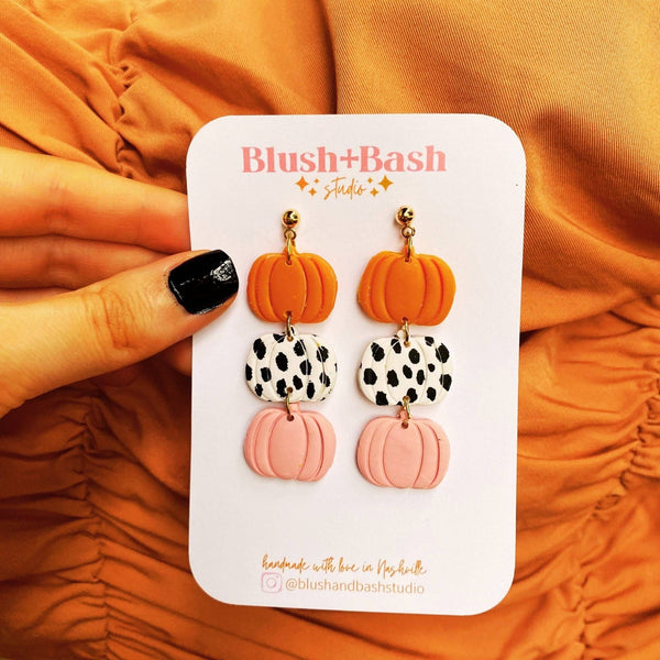 Blush and Bash Studio - Tiered Pumpkin Dangle Earrings