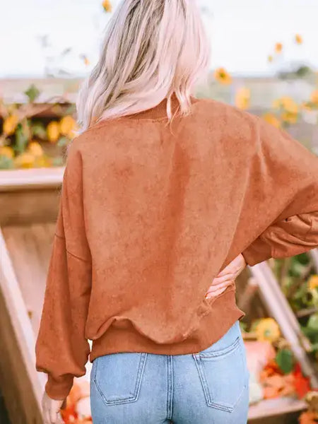 Lovesoft - Orange Washed Oversized Drop Shoulder Sweatshirt Cozy Top