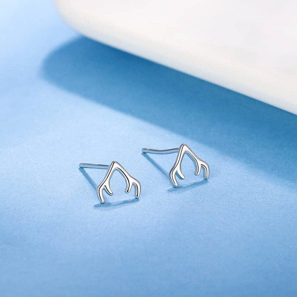 Perimade & Co. LLC - Deer Antler Stud Earrings in 925 Sterling Silver
