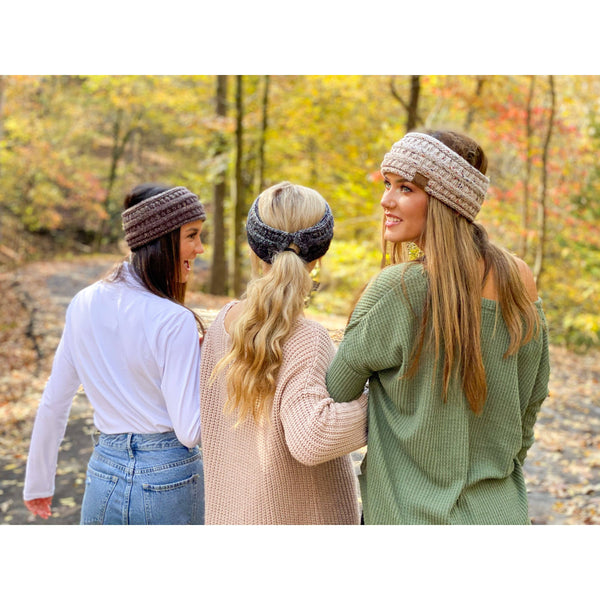 C.C Beanie - Ombre Ribbed Flecked Women's Fashion Ponytail Headband