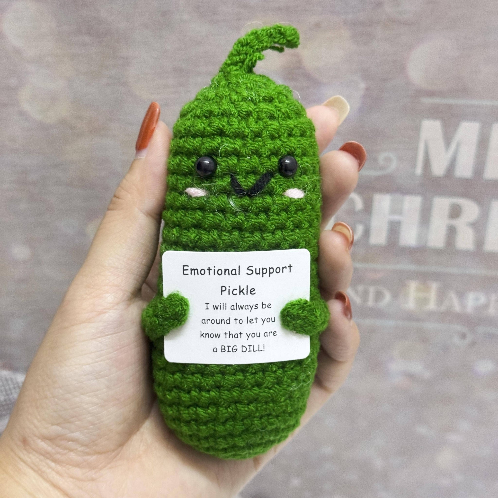 Adorable Handmade Crochet Pickle/Potato With Bows - Thumbnail 5