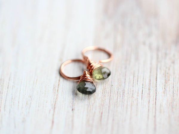 Saressa Designs - Moss Aquamarine Dangle Hugs