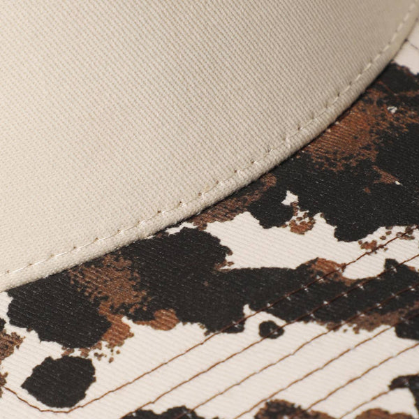 Fashion City - Two Tone Cow Printed Brim Canvas Trucker Hat