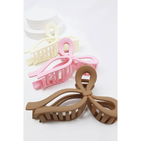 Love and Repeat - Matte Tone Bow Shape Hair Claw