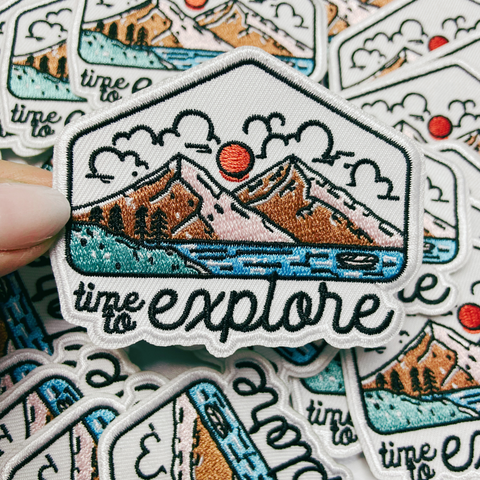 TEELUX - 3" Time to EXPLORE - Embroidered Hat Patch