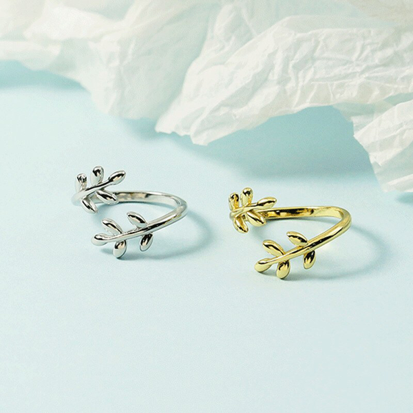 Perimade & Co. LLC - Olive Tree Branch Stacking Bypass Ring in Solid Copper