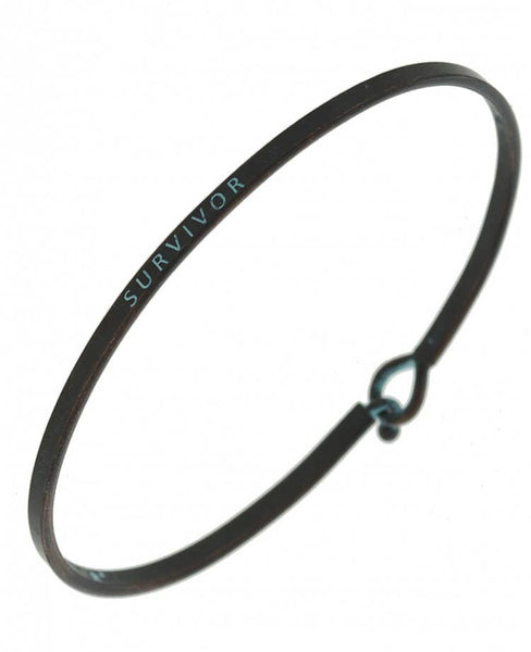 0011 PREMIERE - FR4577 SURVIVOR_3mm Inspired Message Brass Bangle