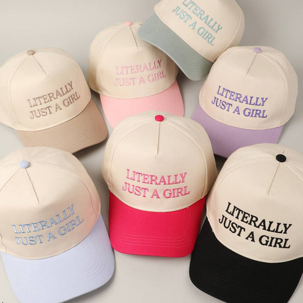 Fashion City - Literally Just A Girl Embroidery Two Tone Trucker Hat