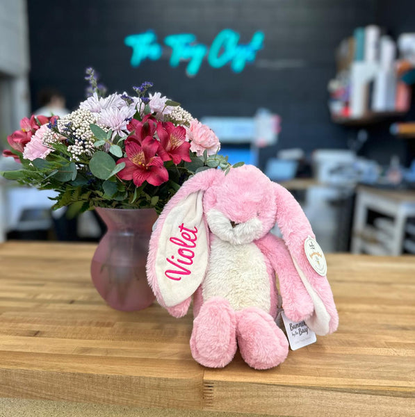 Personalized Bunnies By the Bay - Little Nibble 12" Bunny - Coral Blush