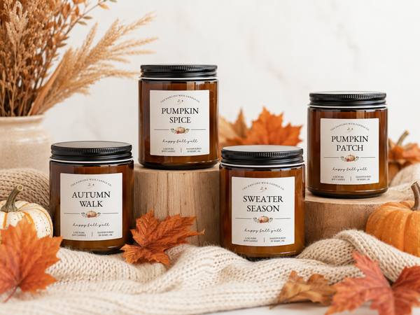 THE DANCING WICK CANDLES - Sweater Season Fall Soy Candle - 4 & 9 oz Amber Jar