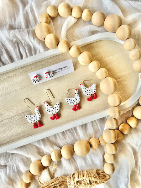 SeizeTheClayJewelry - Chicken Clay Earrings, Chicken Earrings, Farm Animal Earring