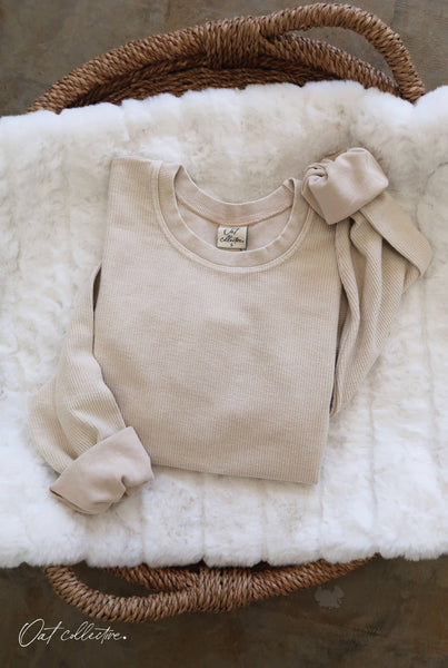 OAT COLLECTIVE - PREMIUM BASIC Cropped Thermal Vintage Pullover