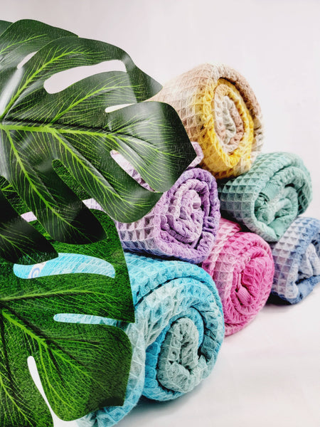 EBRU Home - 4 WAFFLE THROW/ Blanket , Assorted Tie-Dye Waffle Towel
