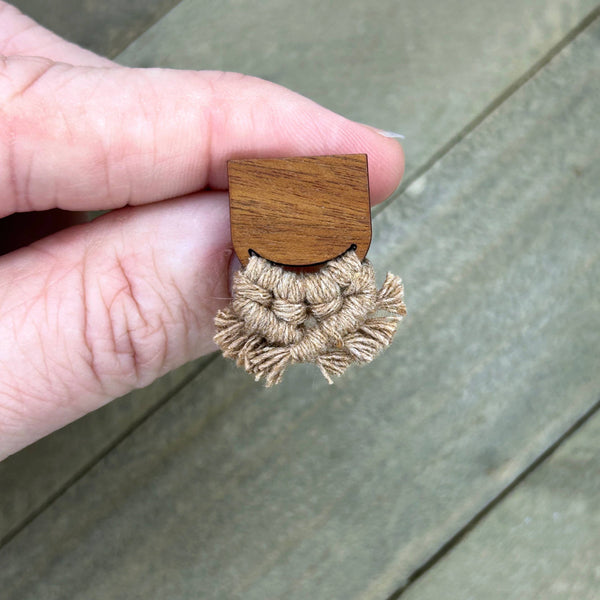 HK Macrame Jewelry - Minimalist Macrame Stud Earrings - Mocha
